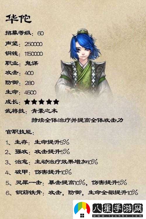 真戰(zhàn)三國中華佗角色技能與兵種全方位詳細(xì)解析